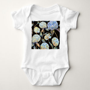 Body Para Bebé Hidrangea Azul Acuarela: Patrón oscuro sin foco