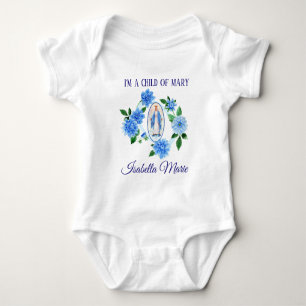 Body Para Bebé Hijo de la Virgen María   Flores azules de Dahlia