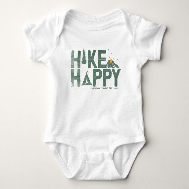 Body Para Bebé Hike Happy Camper Hiker Senking Family personaliza (Anverso)