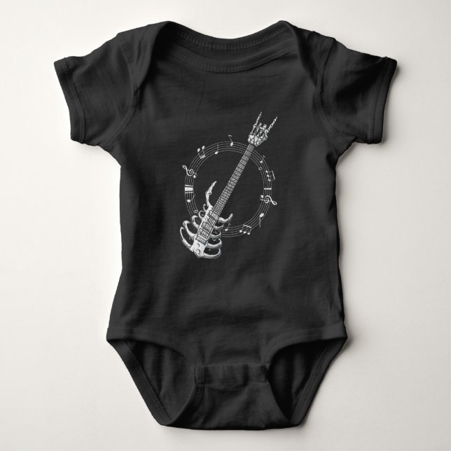 Body Para Bebé Hincha musical de Skeleton Guitar Lover Rock (Anverso)
