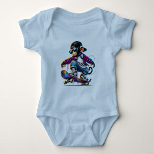 Body Para Bebé Hip-Hop Monkey on Wheels: Bold Streetwear for Tren