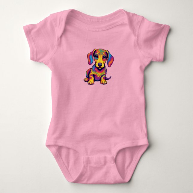 Body Para Bebé Hippie adorable salchicha (Anverso)