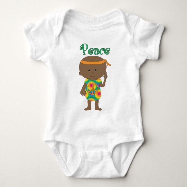 Body Para Bebé Hippie Baby Peace Africano-Americano (Anverso)