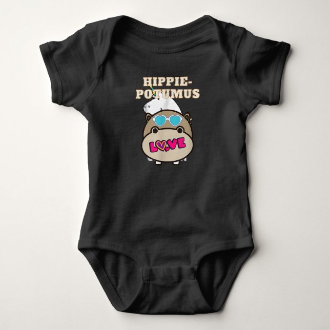 Body Para Bebé Hippie Potumus Baby Hippopótamo Lover (Anverso)
