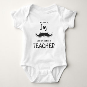 Body Para Bebé Hipster and Boho design with a Mustache in Black