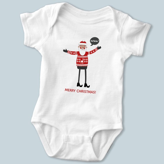Body Para Bebé Hipster Santa Personalizado Textos (Hipster Santa in Skinny Jeans Christmas baby bodysuit)