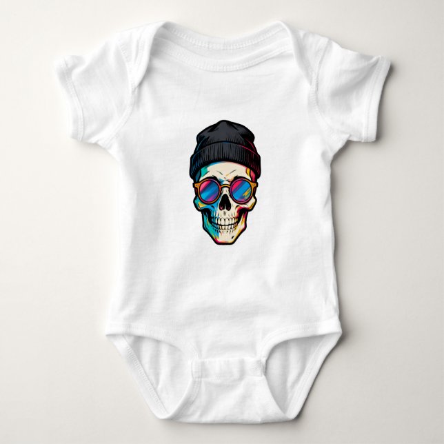 Body Para Bebé Hipster Skully (Anverso)