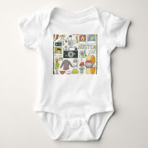 Body Para Bebé Hipster swag: conjunto de doodles dibujado a mano