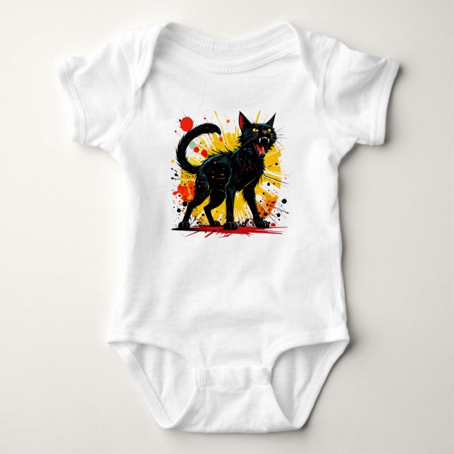 Body Para Bebé Hissing Defensive Black Cat (Anverso)