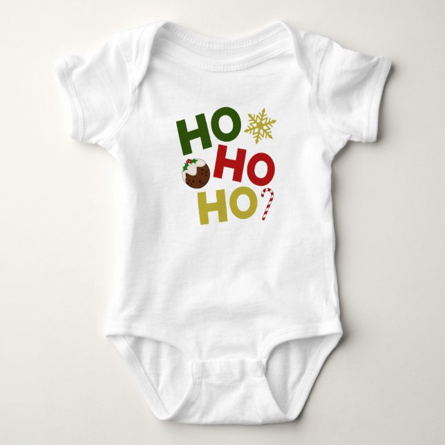 Body Para Bebé HO HO + Navidades Pudding, Candy, Snowflake (Anverso)