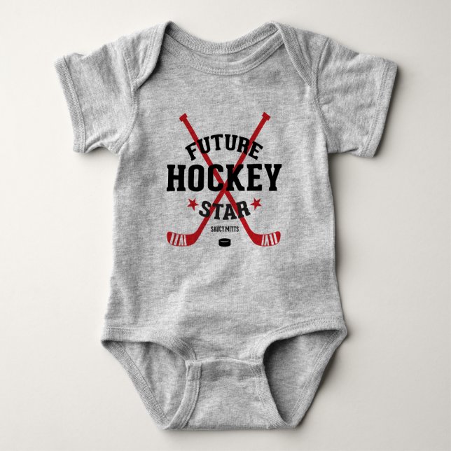 Body Para Bebé Hockey Baby Bodysuit Estrella de Hockey Futura Est (Anverso)