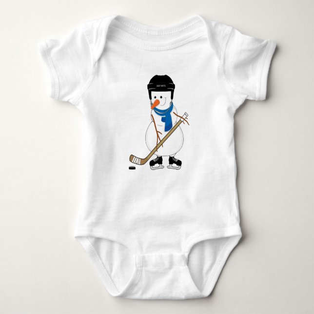 Body Para Bebé Hockey Jugando Snowman Infante Baby Bodysuit (Anverso)