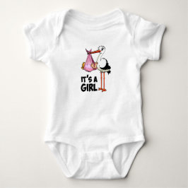 Body Para Bebé Hoera een meisje - ooievaar met baby.