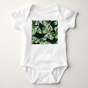 Body Para Bebé Hoja de Monstera Patrón Negro Exótico