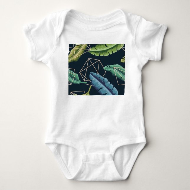 Body Para Bebé Hojas Abstractas: Línea Polígona Sin Margen. (Anverso)