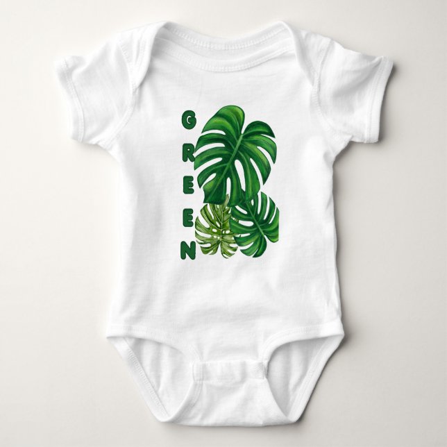 Body Para Bebé Hojas de Monstera Verdes (Anverso)