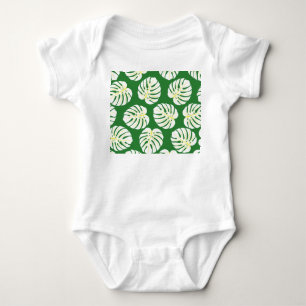 Body Para Bebé Hojas de Monstera, Vintage verde oscuro.