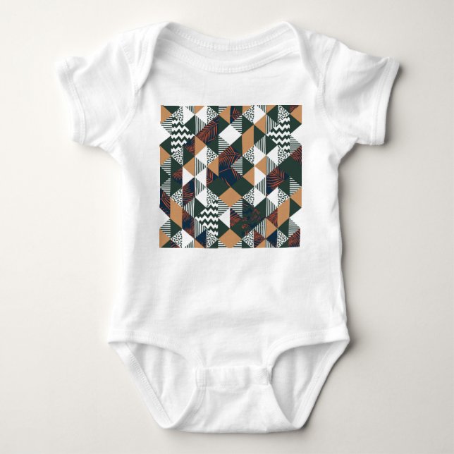 Body Para Bebé Hojas de palma geométricas, patrón de moda (Anverso)