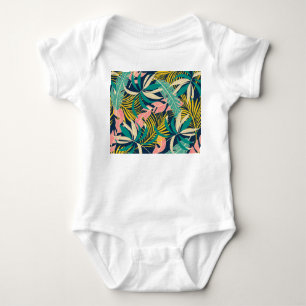 Body Para Bebé Hojas tropicales coloridas: patrón de verano.