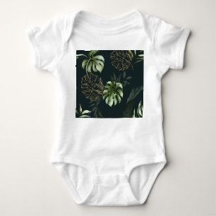 Body Para Bebé Hojas tropicales de oro: acuarela oscura