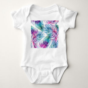 Body Para Bebé Hojas tropicales de palma, acuarela floral.
