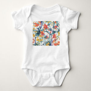 Body Para Bebé Hojas tropicales Flores Vintage Botánica
