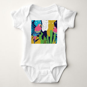 Body Para Bebé Hojas tropicales, loros: fondo de verano.