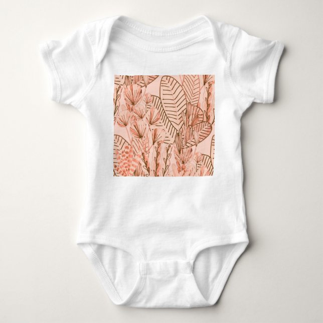 Body Para Bebé Hojas Tropicales: Patrón Creativo Dibujado A Mano. (Anverso)