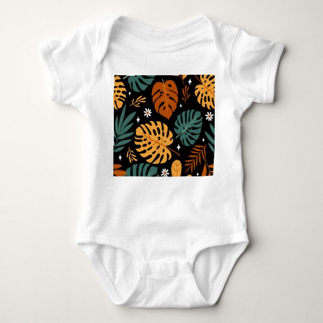 Body Para Bebé Hojas tropicales: sin costura. (Anverso)