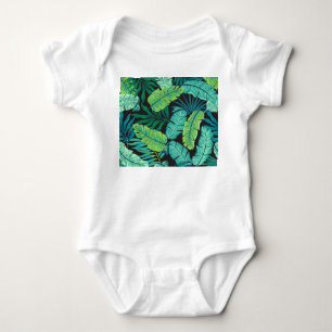 Body Para Bebé Hojas tropicales verdes: patrón vintage.