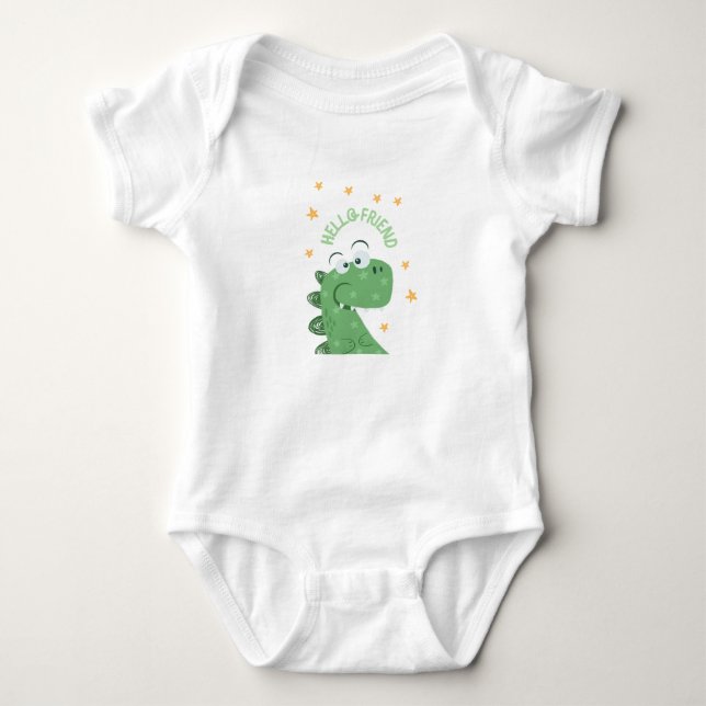 Body Para Bebé Hola amigo de Cute Dinosaur (Anverso)