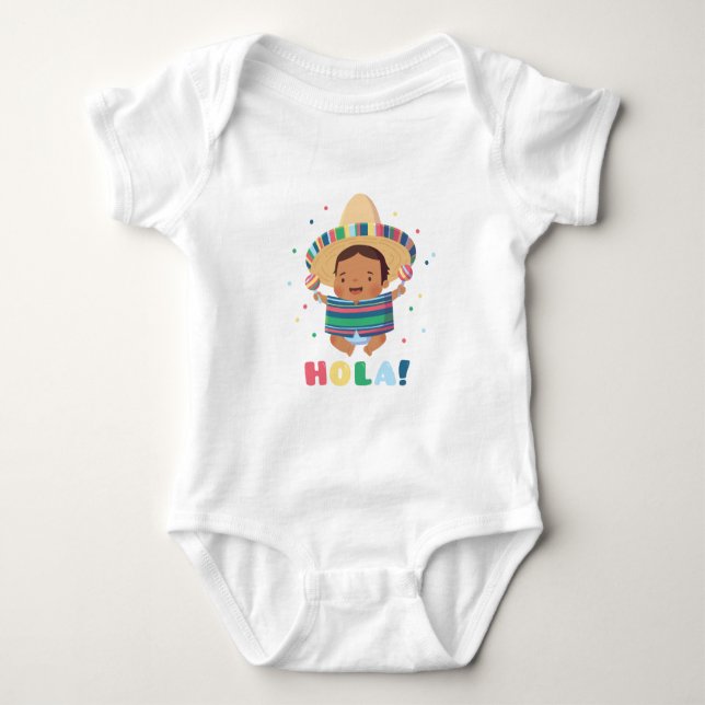 Body Para Bebé Hola Bebé Mexicano Lindo Fiesta (Anverso)