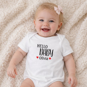 Body Para Bebé Hola Bebé Olivia Corazones Rojos 
