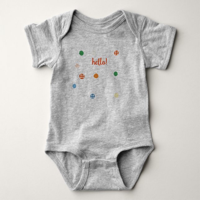Body Para Bebé ¡Hola! Bodysuit Gris con Lunares (Anverso)
