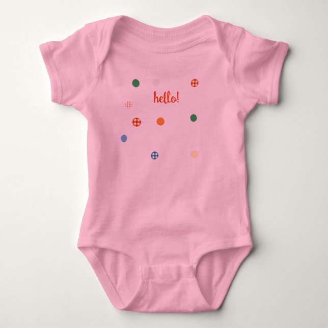 Body Para Bebé ¡Hola! Bodysuit rosa con lunares (Anverso)