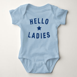 Body Para Bebé Hola damas, diseño infantil en azul