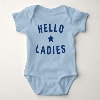 Body Para Bebé Hola damas, diseño infantil en azul