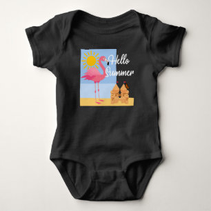 Body Para Bebé Hola Diseño de flamenco rosado de verano - Baby Je