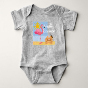 Body Para Bebé Hola Diseño de flamenco rosado de verano - Baby Je