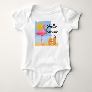 Body Para Bebé Hola Diseño de flamenco rosado de verano - Baby Je