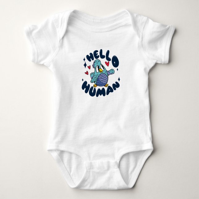 Body Para Bebé Hola lindo pájaro humano (Anverso)