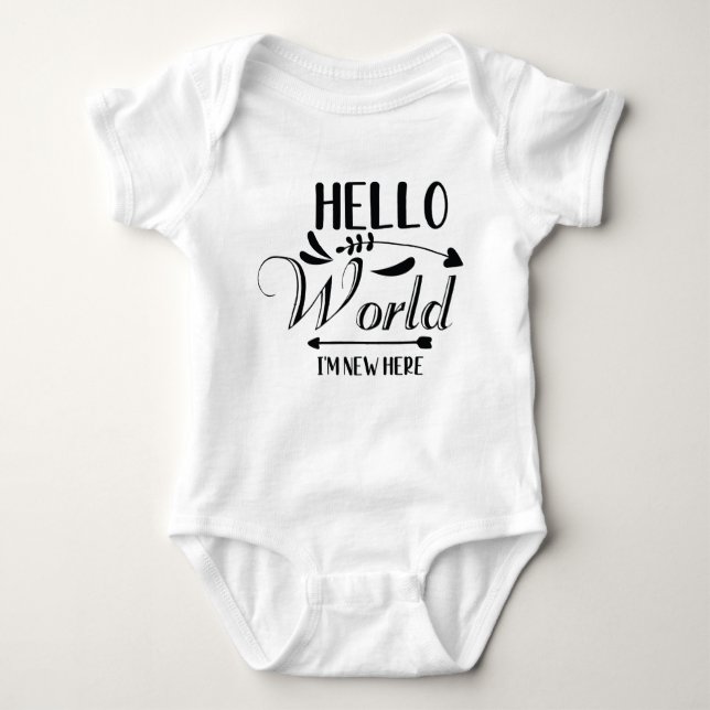 Body Para Bebé "Hola Mundo, soy nuevo aquí" Funny Baby Bodysuit (Anverso)