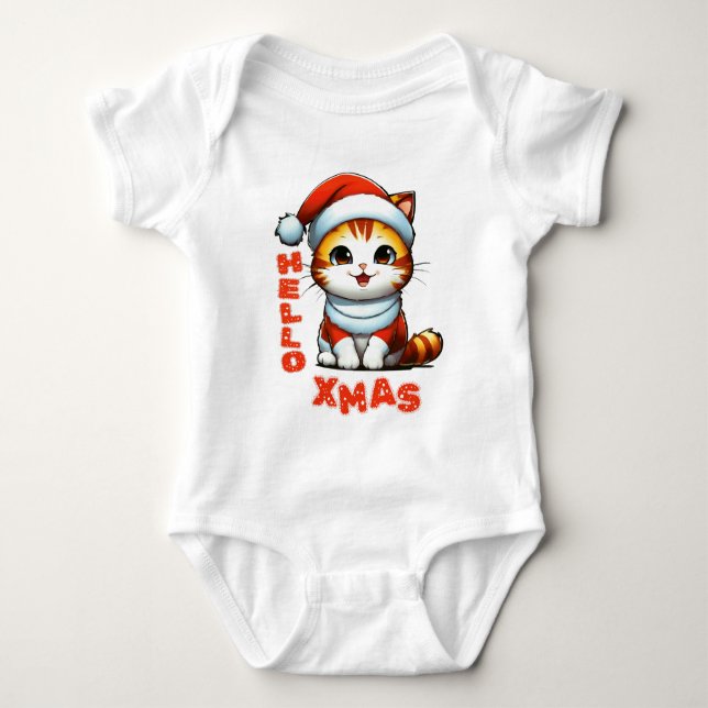 Body Para Bebé Hola Navidad - Navidades de felpa con traje de San (Anverso)