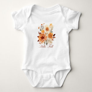 Body Para Bebé Hola otoño Acuarela flores silvestres hojas otoño