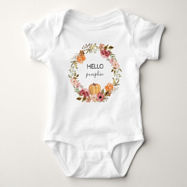 Body Para Bebé Hola Pumpkin Baby Bodysuit Fall Baby Shower (Anverso)
