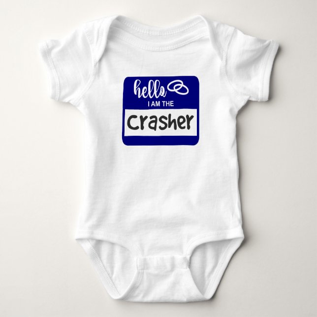 Body Para Bebé Hola, soy el distintivo de nombre del Boda Crasher (Anverso)