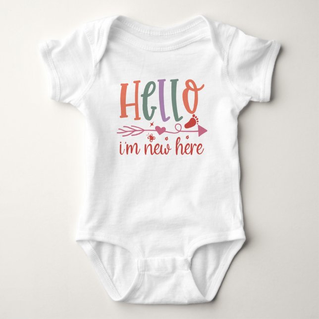 Body Para Bebé Hola, soy nuevo aquí - Baby Boy Bodysuit (Anverso)