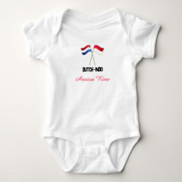 Body Para Bebé Holandés-Indo con Dos Banderas con Nombre Personal