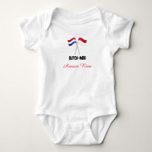 Body Para Bebé Holandés-Indo con Dos Banderas con Nombre Personal