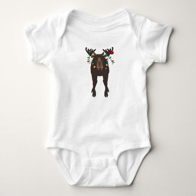 Body Para Bebé Holiday Moose Baby Bodysuit (Anverso)